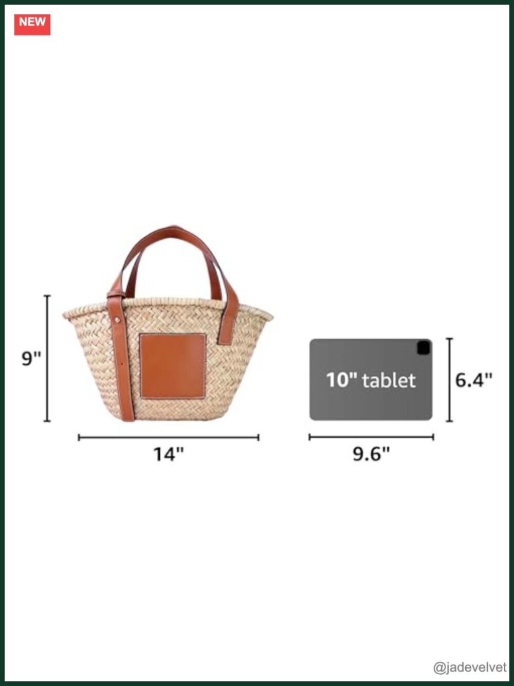 Natural Straw Woven Tote Bag with PU Leather Strap Top Handle - Picture 2 of 6